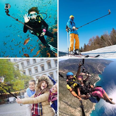Ultra – 53" Saltwater-Proof Selfie Stick – Airplane-Grade Aluminum Camera Stick for Skydiving, Swimming, Travel – Lightweight with Mirror, Grip Handle & Rotating Head Plate in Saudi Arabia