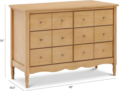 Namesake Liberty 6-Drawer Dresser in Honey, Fully Assembled, Greenguard Gold Certified, Smooth Glide, Adult and Child Nursery Dresser, Vintage/Apothecary Design in Kuwait