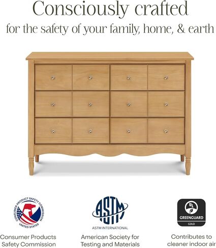 Namesake Liberty 6-Drawer Dresser in Honey, Fully Assembled, Greenguard Gold Certified, Smooth Glide, Adult and Child Nursery Dresser, Vintage/Apothecary Design in Kuwait