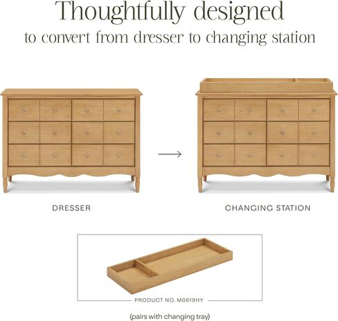 Namesake Liberty 6-Drawer Dresser in Honey, Fully Assembled, Greenguard Gold Certified, Smooth Glide, Adult and Child Nursery Dresser, Vintage/Apothecary Design in Kuwait