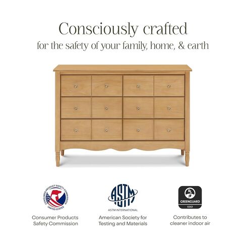 Namesake Liberty 6-Drawer Dresser in Honey, Fully Assembled, Greenguard Gold Certified, Smooth Glide, Adult and Child Nursery Dresser, Vintage/Apothecary Design in Kuwait