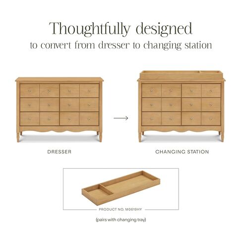 Namesake Liberty 6-Drawer Dresser in Honey, Fully Assembled, Greenguard Gold Certified, Smooth Glide, Adult and Child Nursery Dresser, Vintage/Apothecary Design in Kuwait
