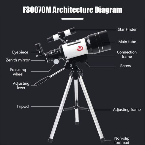 Telescope for Beginners 70mm 15X~150X HD Refractor Telescope for Astronomy Adult Starter Scope with Tripod Phone Holder Finder Scope Moon Filter Travel Backpack in Saudi Arabia