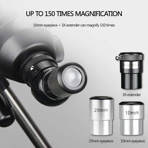 تلسكوب أحادي العين الفلكي 150X HD Science Monocular Space Telescope 70/500mm نطاق انكسار محترف مع ترايبود+نطاق مكتشف+حقيبة ظهر للسفر للسماء/النجوم/القمر/الطيور in Saudi Arabia