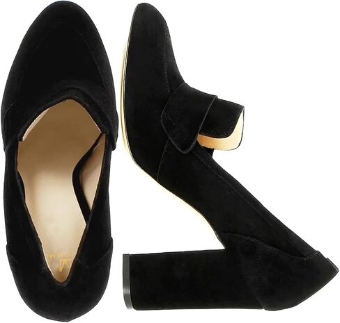 MOOMMO Women Chunky Block Heel Pumps Round Closed Toe Slip On Oxford Loafers Shoes High Heels Snakeskin Work Pump Suede Loafer for Office Ladies Classic Formal Business Professional 4-13 M US in Kuwait
