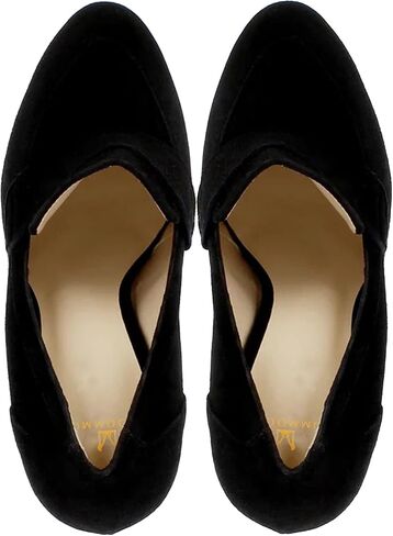 MOOMMO Women Chunky Block Heel Pumps Round Closed Toe Slip On Oxford Loafers Shoes High Heels Snakeskin Work Pump Suede Loafer for Office Ladies Classic Formal Business Professional 4-13 M US in Kuwait