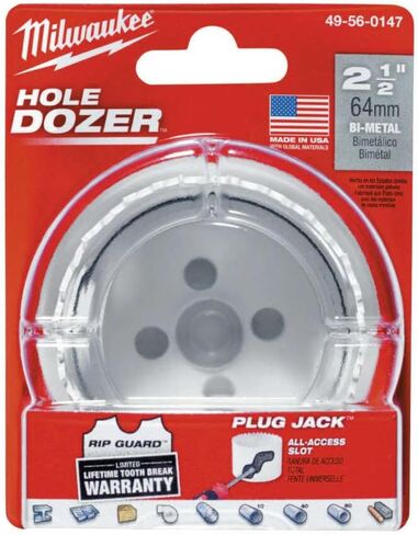 Milwaukee 49-56-0163 Hole Dozer Hole Saw, 2-3/4 in Dia, 1-5/8 in D Cutting, 5/8-18 Arbor, 3 TPI in Saudi Arabia