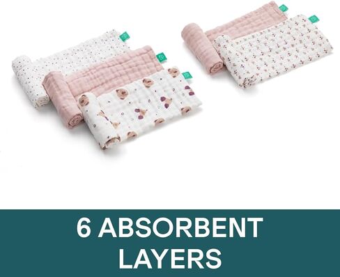 Koala Babycare 5 Pack 20"x10" Muslin Burp Cloths for Baby Boys and Girls - GOTS & Oeko-TEX Cotton Burp Rags for Newborns - Absorbent Neutral Burping Cloths for Feeding - Washable Baby Bibs Essentials in Kuwait