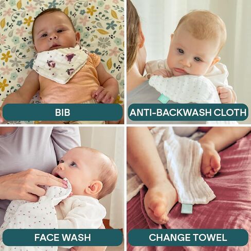 Koala Babycare 5 Pack 20"x10" Muslin Burp Cloths for Baby Boys and Girls - GOTS & Oeko-TEX Cotton Burp Rags for Newborns - Absorbent Neutral Burping Cloths for Feeding - Washable Baby Bibs Essentials in Kuwait