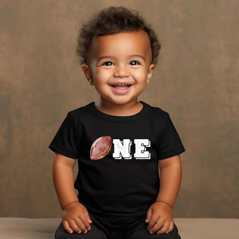One Distressed Football Outline Boys 1st Birthday Sports Themed T-Shirts for Baby Boys in Saudi Arabia