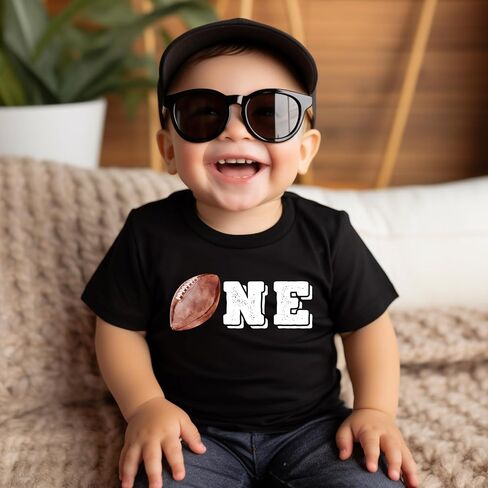 One Distressed Football Outline Boys 1st Birthday Sports Themed T-Shirts for Baby Boys in Saudi Arabia
