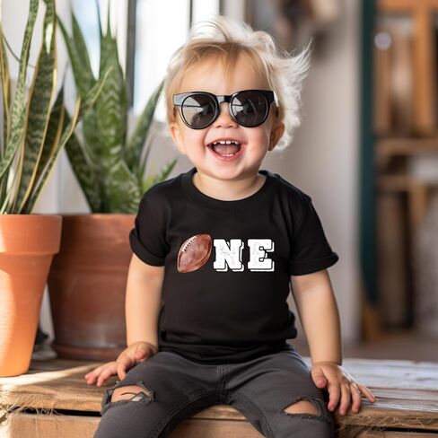 One Distressed Football Outline Boys 1st Birthday Sports Themed T-Shirts for Baby Boys in Saudi Arabia
