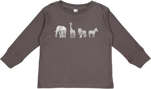 inktastic Safari Animal Sketch Elephant Giraffe Lion Toddler Long Sleeve T-Shirt in Kuwait
