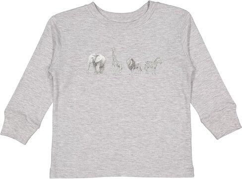 inktastic Safari Animal Sketch Elephant Giraffe Lion Toddler Long Sleeve T-Shirt in Kuwait