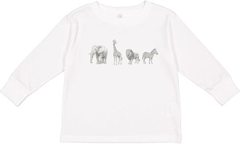 inktastic Safari Animal Sketch Elephant Giraffe Lion Toddler Long Sleeve Thirt in Kuwait