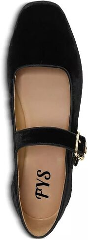 FYS Women Square Toe Low Heel Mary Jane Pumps Flats Ballets Buckled Dress Daily Comfortable Shoes in Kuwait