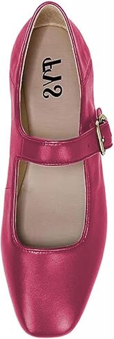 FYS Women Square Toe Low Heel Mary Jane Pumps Flats Ballets Buckled Dress Daily Comfortable Shoes in Kuwait