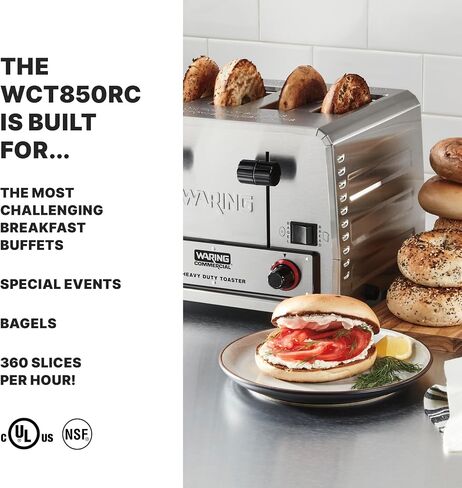 Waring 4-Slot Toaster with with Defrost Function | Professional Light-Duty Pop-Up Bread Toaster, with Defrost Function for Commercial Kitchens in Kuwait