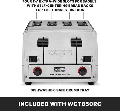 Waring 4-Slot Toaster with with Defrost Function | Professional Light-Duty Pop-Up Bread Toaster, with Defrost Function for Commercial Kitchens in Kuwait
