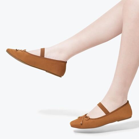 Maxmuxun Ballet Flats for Women Ballet Flats Shoes for Women مغلق أحذية مربعة ماري جين مع حزام مرن القوس مريح شقق النساء الأنيقة in Kuwait
