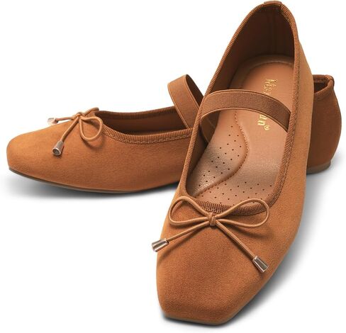 Maxmuxun Ballet Flats for Women Ballet Flats Shoes for Women مغلق أحذية مربعة ماري جين مع حزام مرن القوس مريح شقق النساء الأنيقة in Kuwait