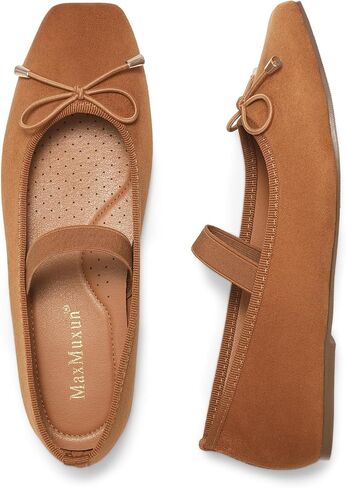 Maxmuxun Ballet Flats for Women Ballet Flats Shoes for Women مغلق أحذية مربعة ماري جين مع حزام مرن القوس مريح شقق النساء الأنيقة in Kuwait