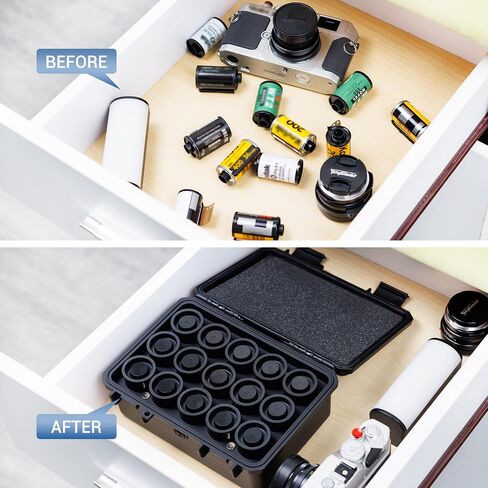 JJC Large Film Case Holder for 35mm 135 Film, IP67 Waterproof and Light-Sealed Film Roll Container with Portable 35mm Film Retriever Tool in Saudi Arabia