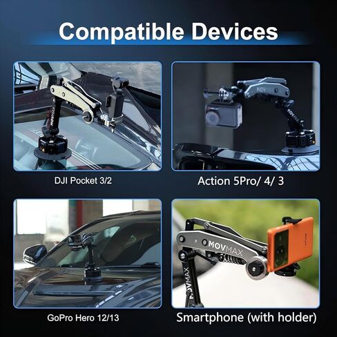 Movmax Blade Arm لـ Osmo Pocket 3 Car Mount ، Mount Cup Came Campail in Kuwait