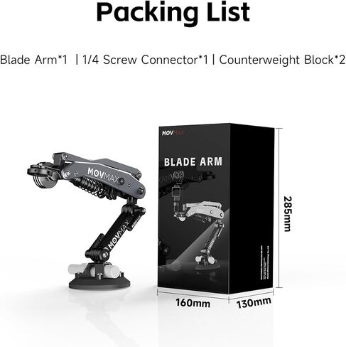 MOVMAX Blade Arm for Osmo Pocket 3 car Mount,Suction Cup Camera Mount with 1/4 Universal Locking Screw,Z-Axis Gimbal Stabilizer for DJI& insta360& Gopro Hero Vlogging Camera & Action Camera in Kuwait