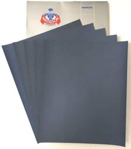 Matador Abrasive Wet or Dry Sandpaper 10 Sheets 320 Grit 9" x 11" Silicon Carbide Made in Germany in Saudi Arabia