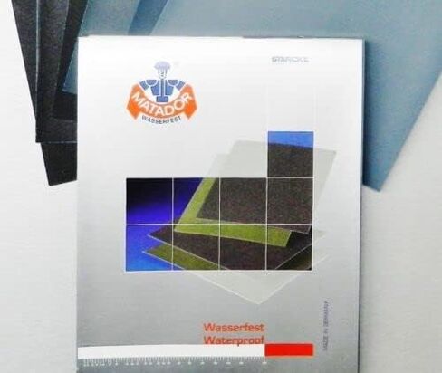 Matador Abrasive Wet or Dry Sandpaper 10 Sheets 320 Grit 9" x 11" Silicon Carbide Made in Germany in Saudi Arabia