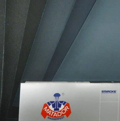 Matador Abrasive Wet or Dry Sandpaper 10 Sheets 320 Grit 9" x 11" Silicon Carbide Made in Germany in Saudi Arabia