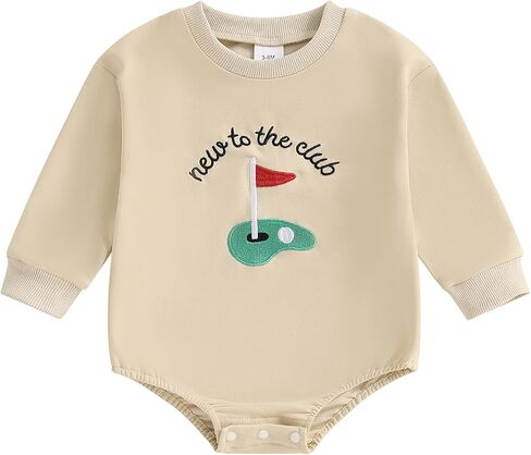 KMBANGI Newborn Baby Boy Golf Outfit New to The Club Sweatshirt Romper Infant Golfing Onesie One Piece Bodysuit Fall Clothes in Saudi Arabia