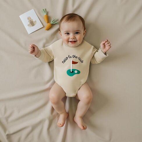 KMBANGI Newborn Baby Boy Golf Outfit New to The Club Sweatshirt Romper Infant Golfing Onesie One Piece Bodysuit Fall Clothes in Saudi Arabia