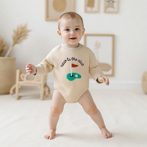 KMBANGI Newborn Baby Boy Golf Outfit New to The Club Sweatshirt Romper Infant Golfing Onesie One Piece Bodysuit Fall Clothes in Saudi Arabia