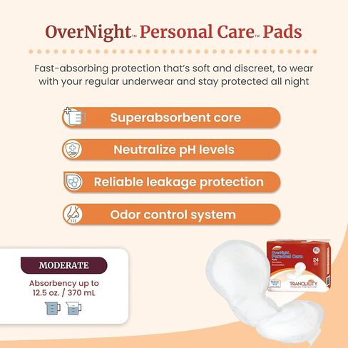 Tranquility Incontinence Personal Care Pads for Men or Women - Overnight - 96 ct in Kuwait