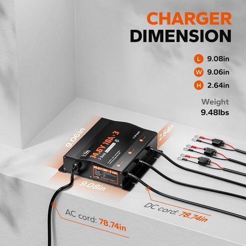 LiTime 2-Bank 10A (10A/Bank) Dual Smart Battery Charger, 14.6V LiFePO4 Battery Charger AC-DC Charger with Fuse, LED Indicator for RV, Boat, Motorcycle, Lawn Mower, Trolling motor and Lead Acid Battery in Saudi Arabia