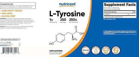 مسحوق Nutricost L-Tyrosine 100 جرام (100 حصة) - 1 جرام لكل حصة in Saudi Arabia