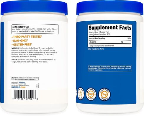 مسحوق Nutricost L-Tyrosine 100 جرام (100 حصة) - 1 جرام لكل حصة in Saudi Arabia