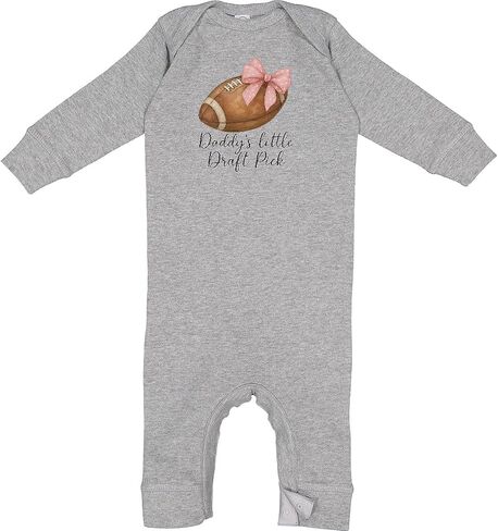 inktastic Daddy's Little Draft Pick Football Pink Bow Baby Romper Coveralls in Saudi Arabia