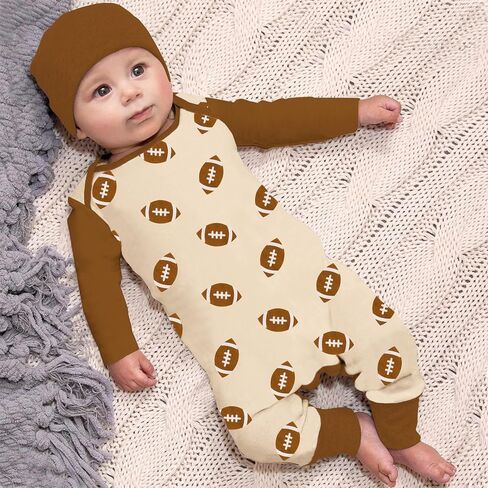 Ritatte Newborn Baby Boy Girl Football Jumpsuit Rugby Stripe Long Sleeve Romper Bodysuit Football Season Playsuit Outfit in Saudi Arabia