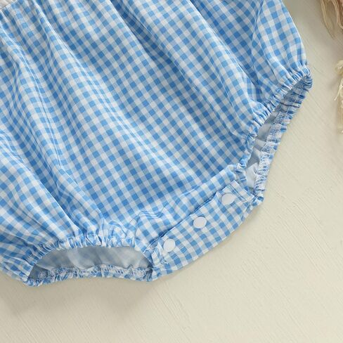 Infant Boy Smocked Pumpkin Romper Embroidery Babydoll Collar Short Sleeve Gingham Bodysuit Baby Halloween Clothes in Kuwait