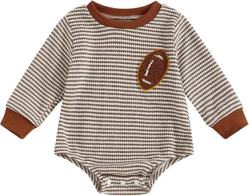 Newborn Baby Boy Football Outfit Game Day Onesie Oversized Sweatshirt Romper Long Sleeve Jumpsuit Fall Winter Clothes in Saudi Arabia