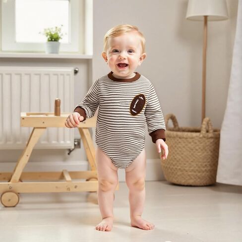 Newborn Baby Boy Football Outfit Game Day Onesie Oversized Sweatshirt Romper Long Sleeve Jumpsuit Fall Winter Clothes in Saudi Arabia