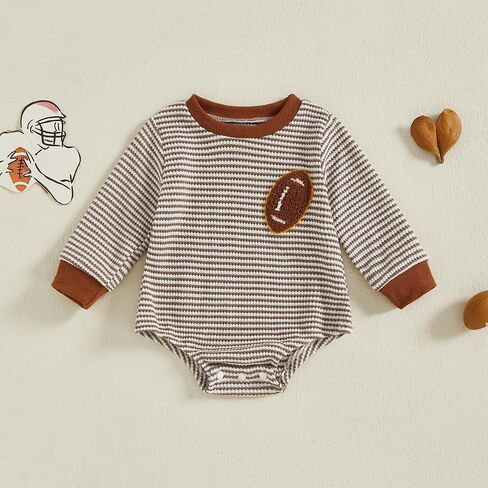 Newborn Baby Boy Football Outfit Game Day Onesie Oversized Sweatshirt Romper Long Sleeve Jumpsuit Fall Winter Clothes in Saudi Arabia