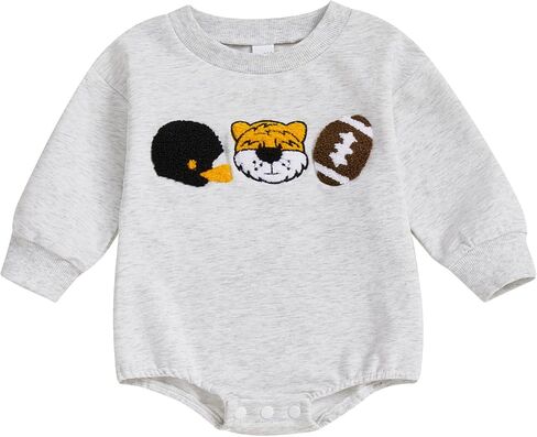 Newborn Baby Boy Football Outfit Game Day Onesie Oversized Sweatshirt Romper Long Sleeve Jumpsuit Fall Winter Clothes in Saudi Arabia