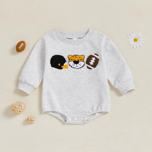 Newborn Baby Boy Football Outfit Game Day Onesie Oversized Sweatshirt Romper Long Sleeve Jumpsuit Fall Winter Clothes in Saudi Arabia