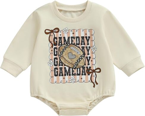 Newborn Baby Boy Football Outfit Game Day Onesie Oversized Sweatshirt Romper Long Sleeve Jumpsuit Fall Winter Clothes in Saudi Arabia