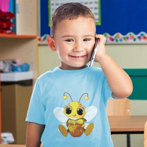 Toddler T-Shirt Insects Bee with Honey Pot Animals Cotton Cartooned Boy & Girl Clothes Bee Baby Funny Tee Black Design Only 3T in Saudi Arabia