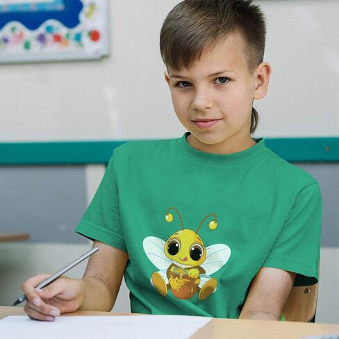 Toddler T-Shirt Insects Bee with Honey Pot Animals Cotton Cartooned Boy & Girl Clothes Bee Baby Funny Tee Black Design Only 3T in Saudi Arabia